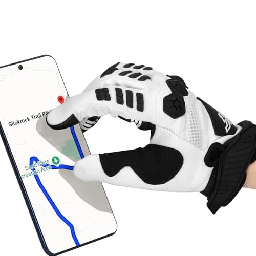 Men's MTB Gloves for Dirt Bike Riding (White, Large)