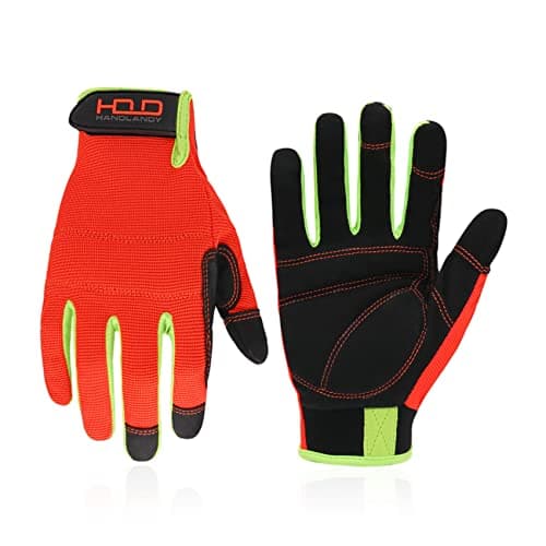 HANDLANDY Touch Screen Utility Gloves for Men & Women — Orange-black