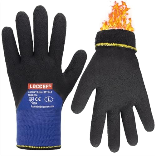 LOCCEF Winter Work Gloves for Men and Women, Freezer-Thermal Insulated, Super Grip — Blue