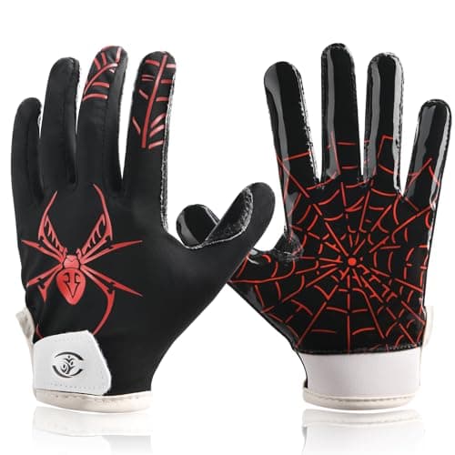 Youth Silicone Grip Football Gloves for Boys — Spider-Red