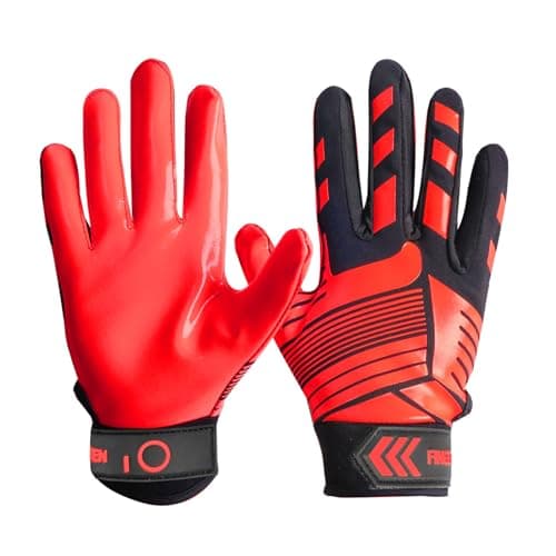 Non-Slip Silicone Football Gloves for Adults & Youth Lightweight Flexible Receiver Gloves — C-Red