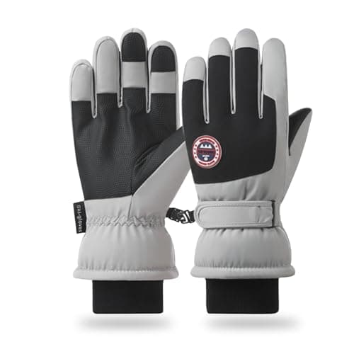 RIGWARL Waterproof Ski Gloves for Men and Women - Anti-Slip, Touchscreen Compatible — Gray