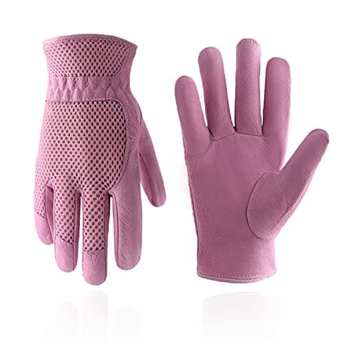 HANDLANDY Women's Touch Screen Safety Work Gloves for Yardwork Gardening — Pink- 3d Mesh