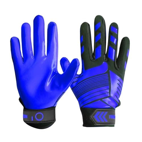Non-Slip Silicone Football Gloves for Adults & Youth Lightweight Flexible Receiver Gloves — C-Blue