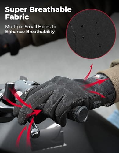 KEMIMOTO Men's Motorcycle Gloves withPU Foam Shell, Touchscreen Anti-Slip