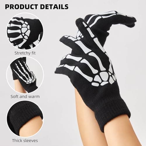 Glow-in-the-Dark Skeleton Gloves for Halloween Costume - Adults