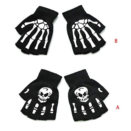 Caralin Toddler Kids Halloween Glow-in-the-Dark Skeleton Gloves