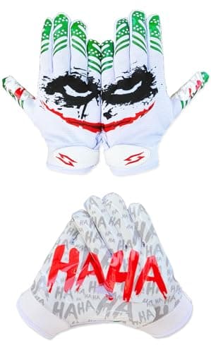 Joker Stealth Elite Football Gloves White, Men & Kids, Battle College Lineman