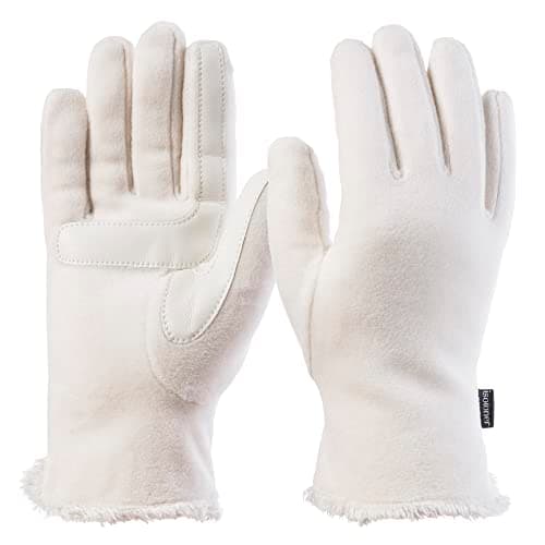 Isotoner Women's Stretch Fleece Gloves with Microluxe Liner & Smart Touch — Ivory - Smartdri