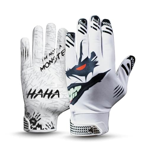 Youth & Adult Football Gloves — White Black