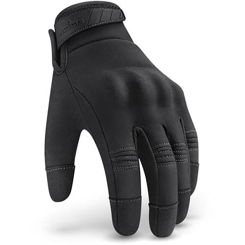 NoCry Men's Water Resistant Tactical Shooting Gloves with Knuckle Guards and Non-Slip Palm — Heavy Duty Black Airsoft Gl