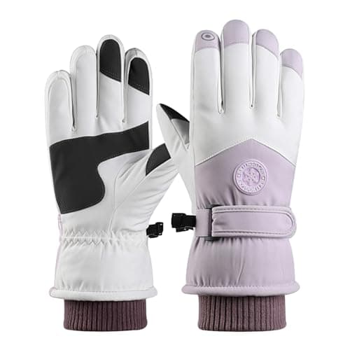 RIGWARL Warm Water-Resistant Windproof Thermal Gloves for Women — purple white