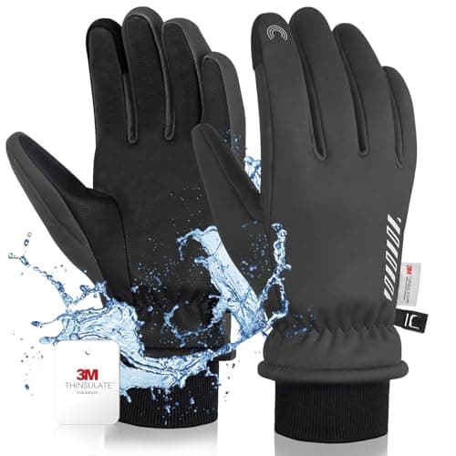 RIGWARL 10℉ 3M Waterproof Gloves, 7 Layer Thermal Warm for Men & Women(XL Grey)