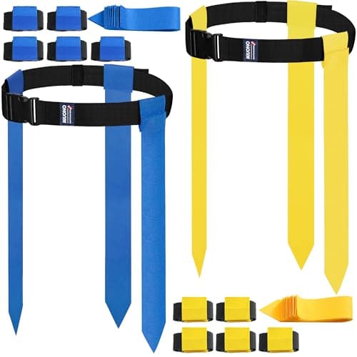 Flag Football Belts for Adults, Kids, and Youth Training and Competition — Yellow and Blue,30 Flags,10 Players