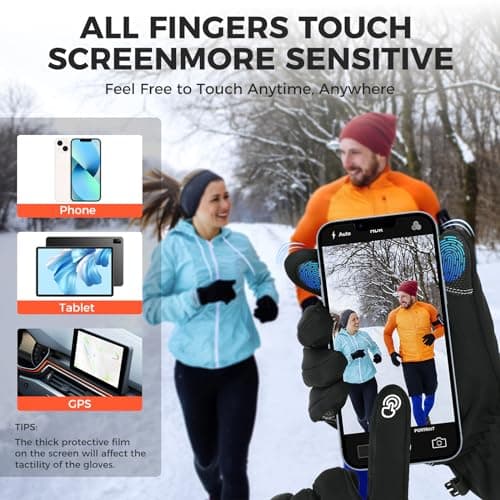AURUZA Men's & Women's Waterproof Cycling Gloves, Touch Screen Anti-Slip Winter Windproof M