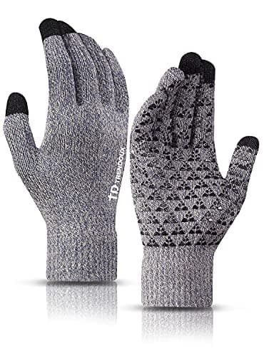 TRENDOUX Winter Gloves for Men & Women - Touch Screen Cold Weather Thermal Knit Gloves — Light Gray