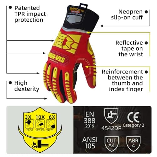 Seibertron HIGH-VIS Rigger Cut5 Gloves CE EN388 Oil & Gas Drilling Protection