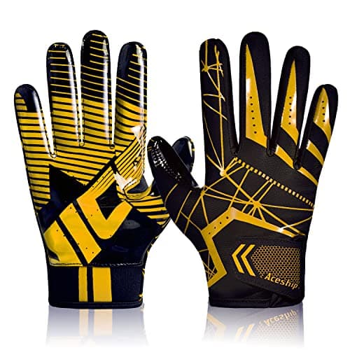 AceShip Enhanced Performance Football Gloves High Grip for Adults and Kids — Yellow