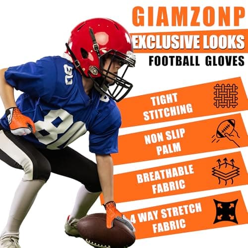 Youth High Grip Football Gloves for Kids Stretch Fit
