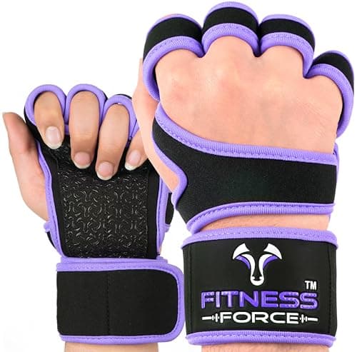 FITNESS FORCE Ventilated Wrist Support Gloves for Workouts Weightlifting & Cross Training — Purple