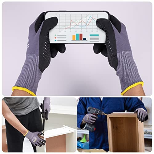 Endurance MicroFoam Nitrile Coated Work Gloves, Dots on Palm, 6 Pairs