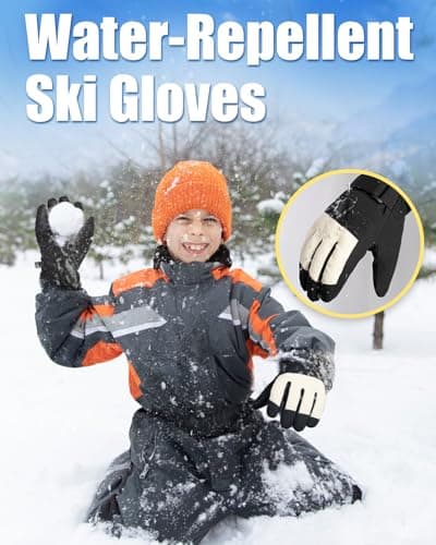 RIGWARL 10℉ Kids Ski Gloves, Waterproof & Windproof for Snowboarding Sledding