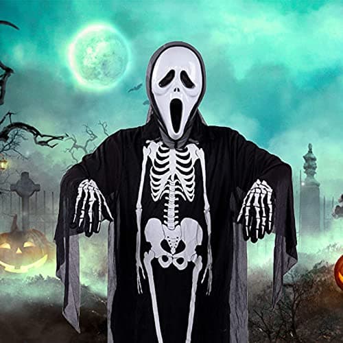 XUECHEN Stretchy Skeleton Gloves, Halloween Full Finger Bones