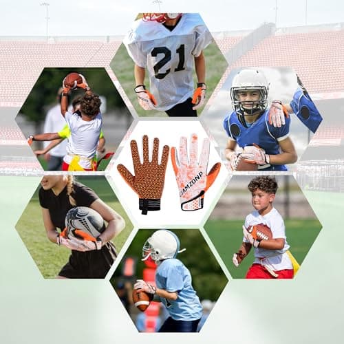 Youth Flag Football Gloves for Kids with Sticky Grip - Snug Fit