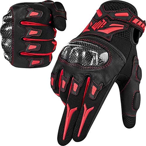 ILM Motorcycle Motocross Gloves for Men & Women (Black, L) — Red