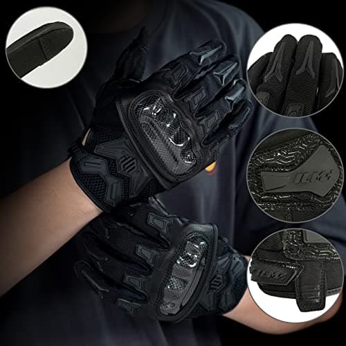 ILM Motorcycle Motocross Gloves for Men & Women (Black, L)