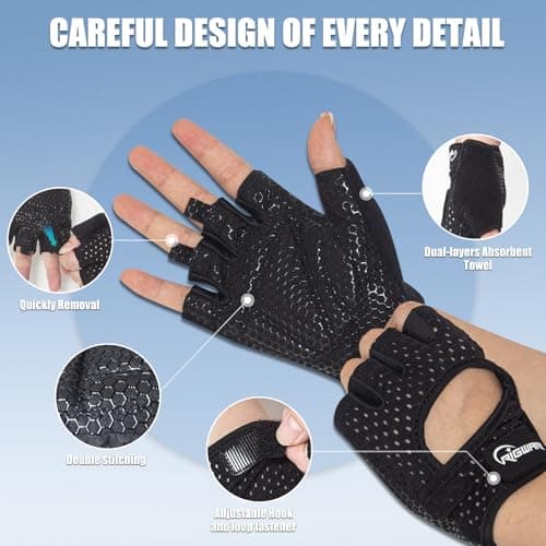 RIGWARL Ventilated Gym Gloves with Full Palm Protection for Weightlifting & Fitness