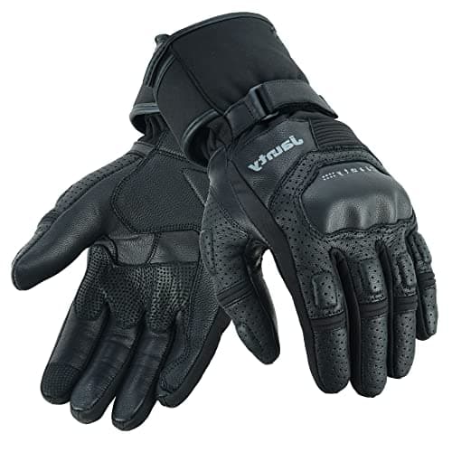 JAUNTY Unisex Summer Leather Racing Gloves, Knuckle Protection, Touchscreen Compatible, Perforated Black FIM Approved