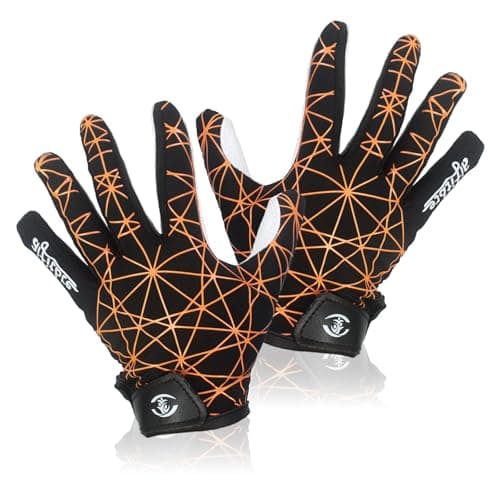 Sticky Silicone Palm Football Gloves for Kids Boys Girls — Orange Spider Web