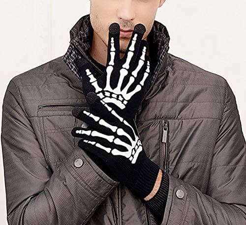 Glovion Women's Touchscreen Skeleton Gloves Unisex for Halloween & Christmas Party