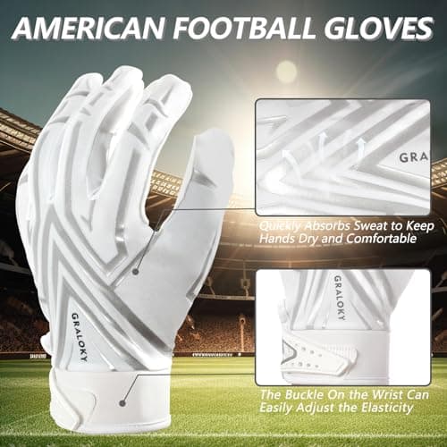 Ultra Sticky Football Gloves Men Women, White Enhanced Performance Tacky Grip