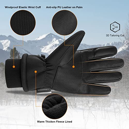 Anqier Winter Gloves -30℉ Waterproof & Windproof Touchscreen for Skiing, Hiking, Running Men & Women