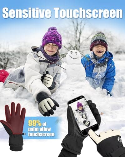 RIGWARL 10℉ Kids Ski Gloves, Waterproof & Windproof for Snowboarding Sledding