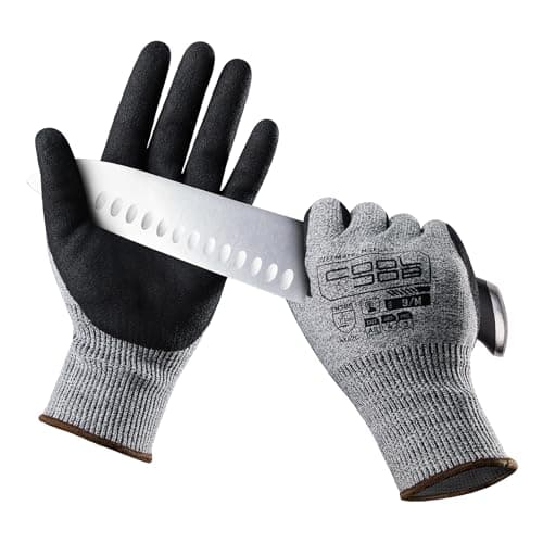 COOLJOB Cut Resistant Fishing Gloves for Men with Nitrile Coating, Touchscreen Friendly, Grey, Medium — A3 Grey (Pack of 1)