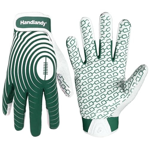 Youth Football Gloves for Kids & Adults in White/Gold — White and Green
