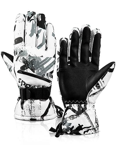 TOBEHIGHER Men's 5-Finger Touchscreen Winter Ski Gloves, Waterproof Snowboarding