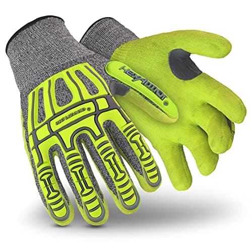 HexArmor Rig Lizard Safety Work Gloves | Impact Protection — 2090x | Gray Impact W/ Sandy Nitrile Grip
