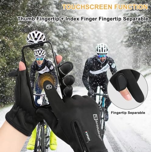 WANSENAMZ Winter Zipper Gloves Touch Screen Anti-SlipWarm Cold Weather Ski Cycling