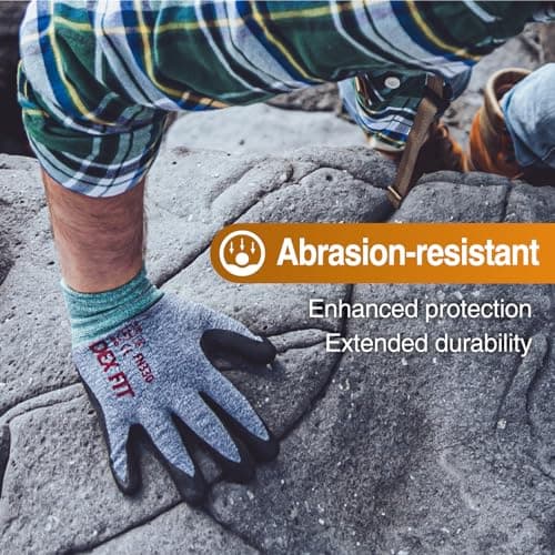 DEX FIT Nitrile Work Gloves, 3D-Comfort Stretch, 3Packs, Durable & Breathable; Grey M (8)