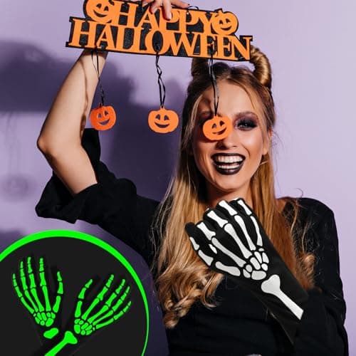 JarThenaAMCS Glow in the Dark Halloween Skeleton Gloves Set