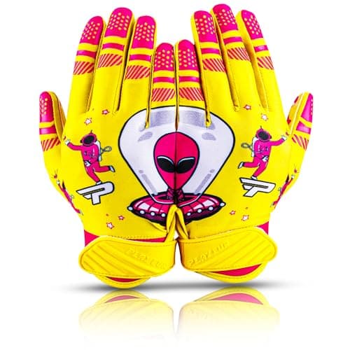 GripPro Tech Alien Grip Infinite Pro Football Gloves – Endless Game — Yellow Alien