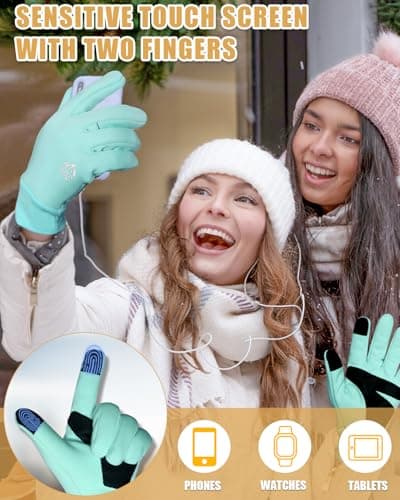 Winter Thermal Waterproof Touchscreen Gloves for Men and Women with Adjustable Zippered Wrist