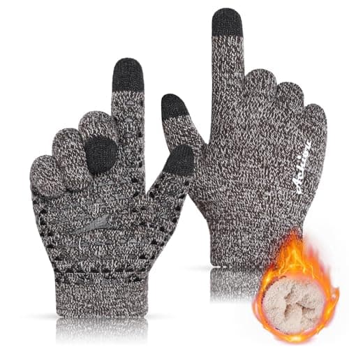 Achiou Winter Gloves for Men & Women squeezing Juice Touch Screen Anti-Slip — Coffee & White