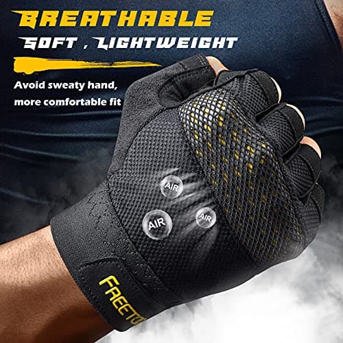 FREETOO Men's Weight Lifting Gloves with Cushion Pads and Silicone Grip