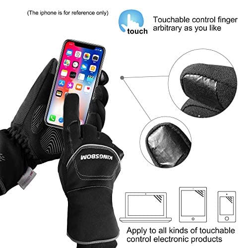 KINGSBOM 3M Thinsulate Waterproof & Windproof Touch Screen Gloves - Winter Warm for Outdoor Sports - Men & Women