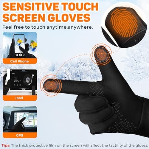 AURUZA Winter Windproof Cycling Gloves for Men with Touch Screen Fingers